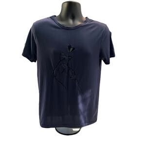 Minimalist Cut-Out Hand Heart Gesture T-Shirt | NCS Brand | Navy Blue  Medium